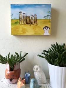 Herbert the owl with Meerkats