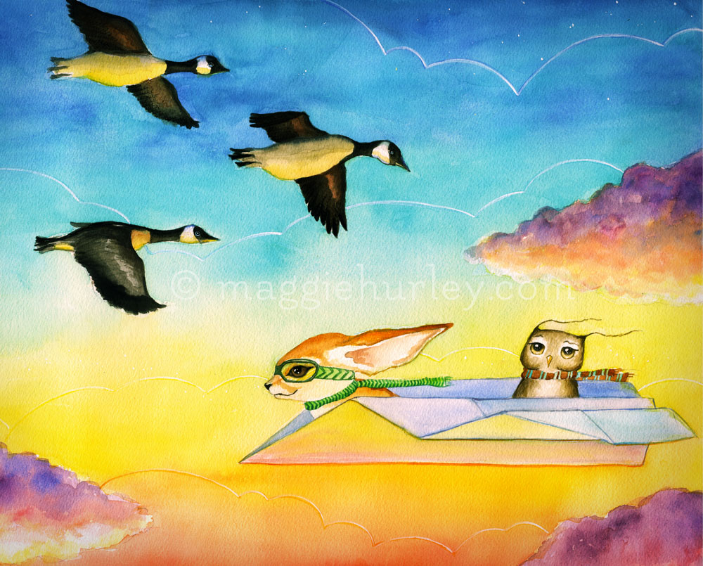 Herbert the Owl on a Paper Plane