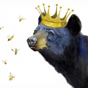 A Black Bear wearing a crown