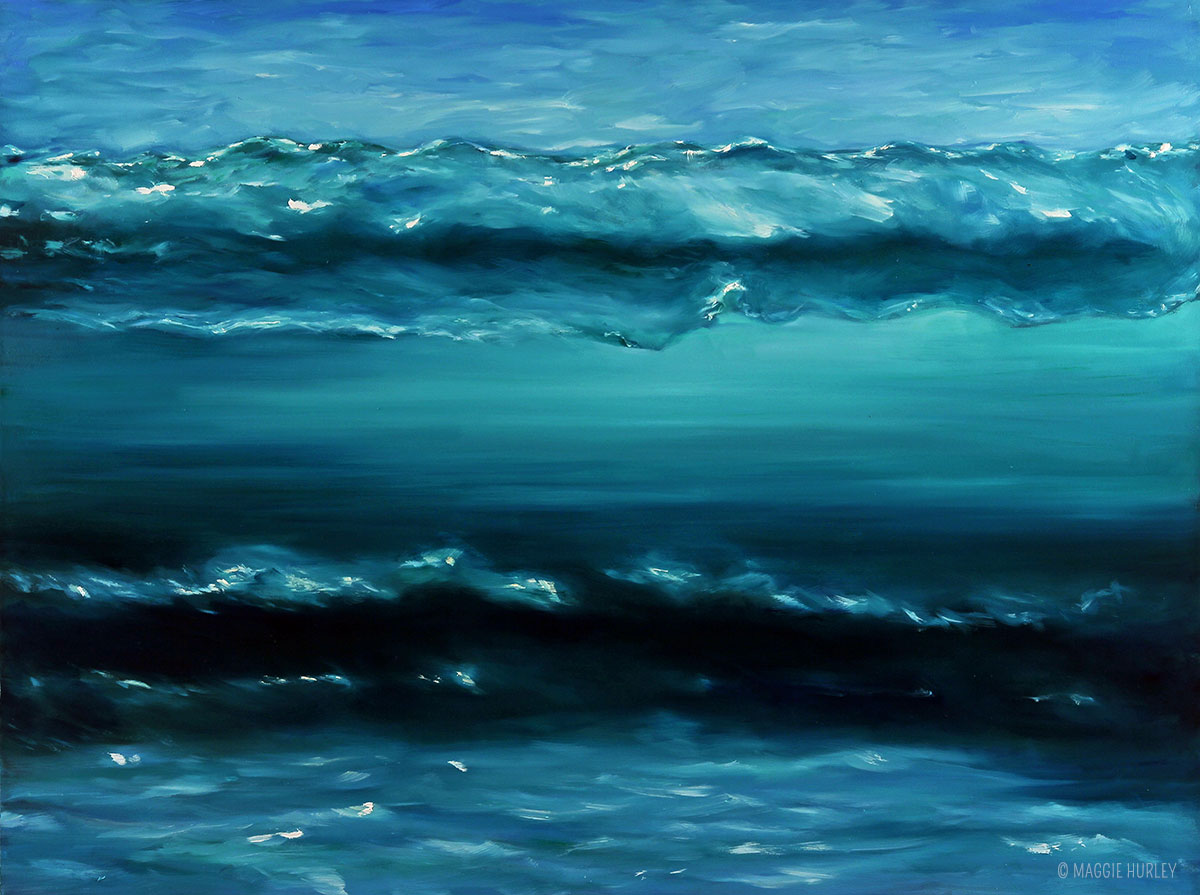 Oil painting of a wave