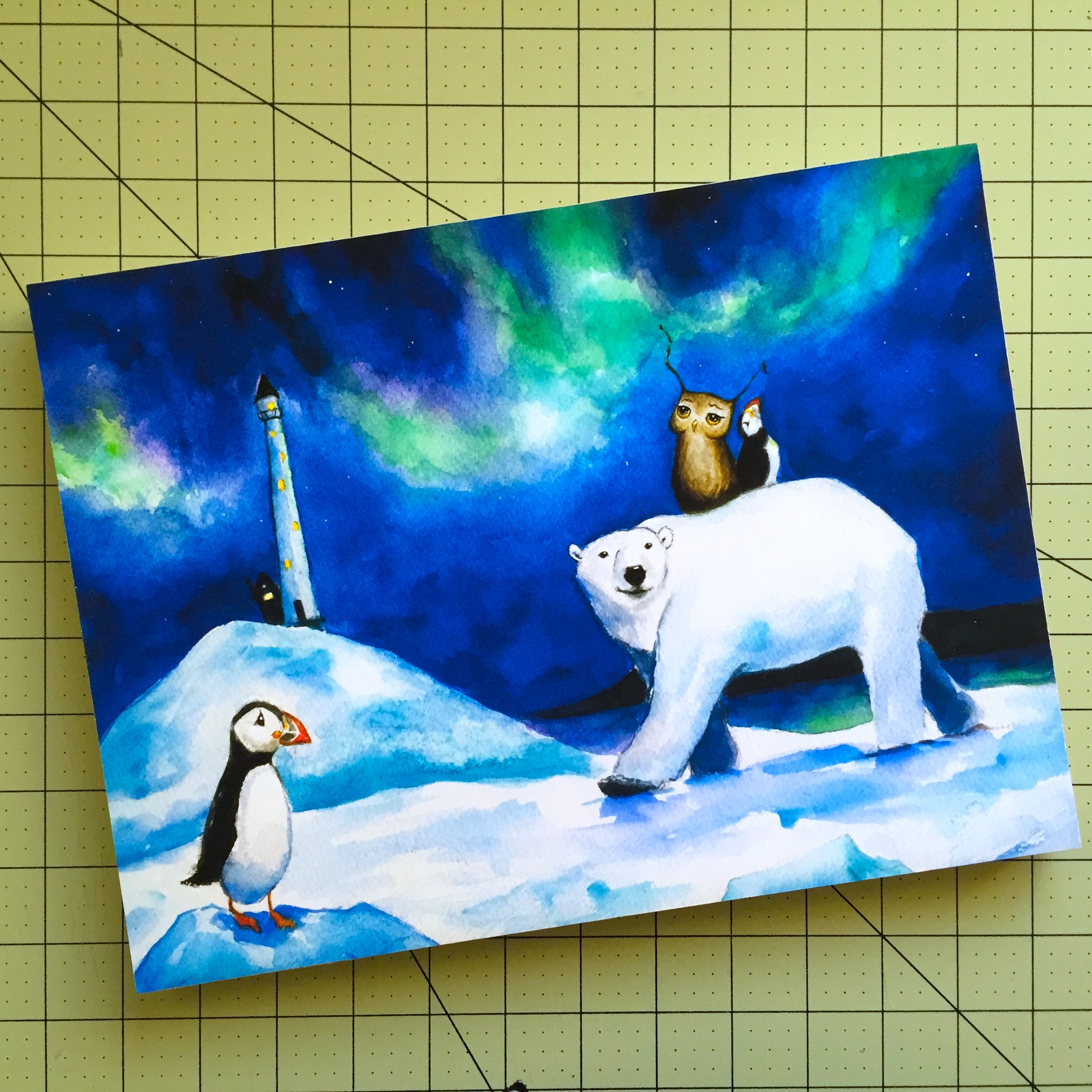 Herbert the Owl Sees the Northern Lights - A Fine Art Print - Image 3