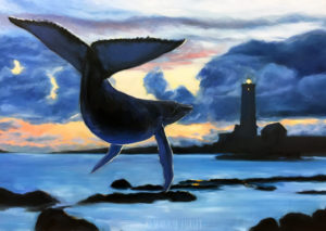 Humpback Whale with Lighthouse