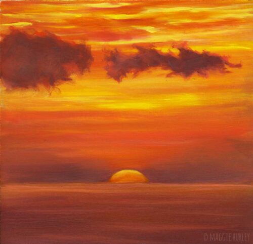 Painting of a sunset by Maggie Hurley