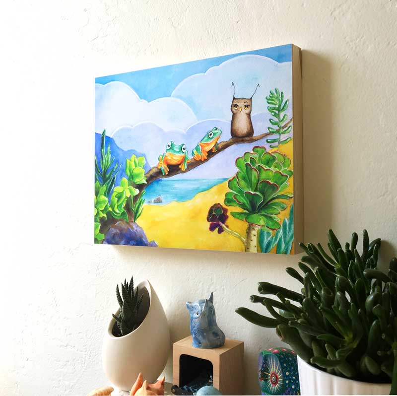 Herbert the Owl Frolics with Frogs - A Fine Art Print - Image 3