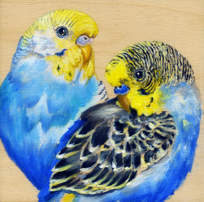 Parakeet bird painting by Maggie Hurley