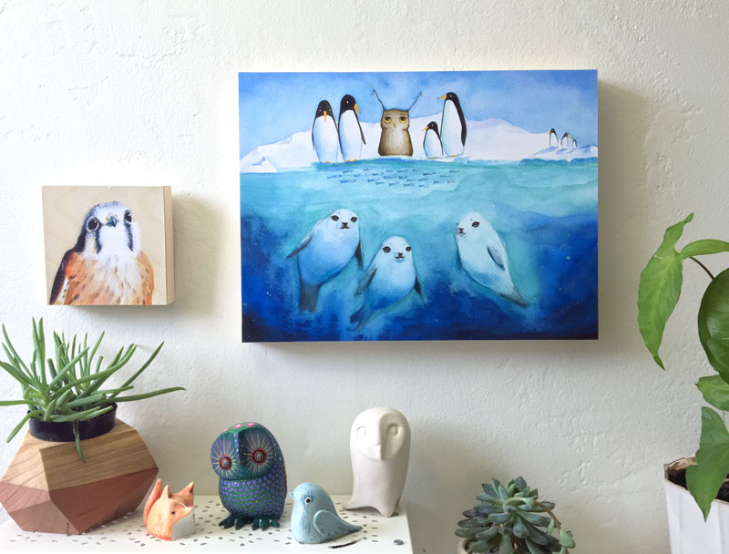 Herbert the Owl with fur seals and penguins