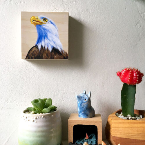 Bald Eagle art by Maggie Hurley hanging on a wall