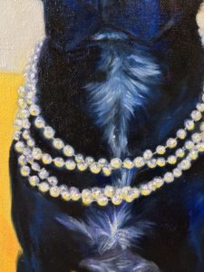 close up of dog portrait painting