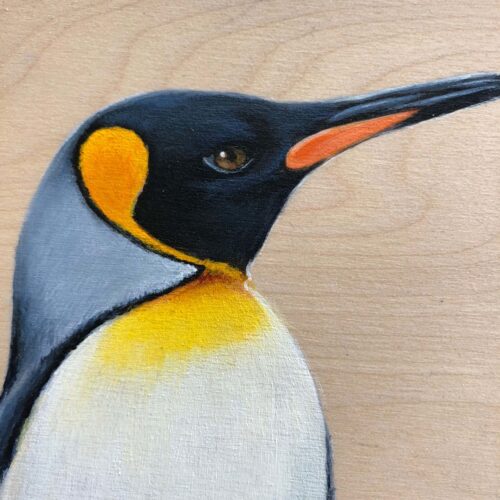 Emperor Penguin bird painting by maggie hurley close up