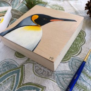 Emperor Penguin bird painting by maggie hurley side view