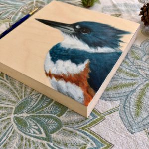 belted kingfisher bird painting by maggie hurley