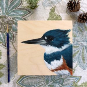 belted kingfisher bird painting by maggie hurley