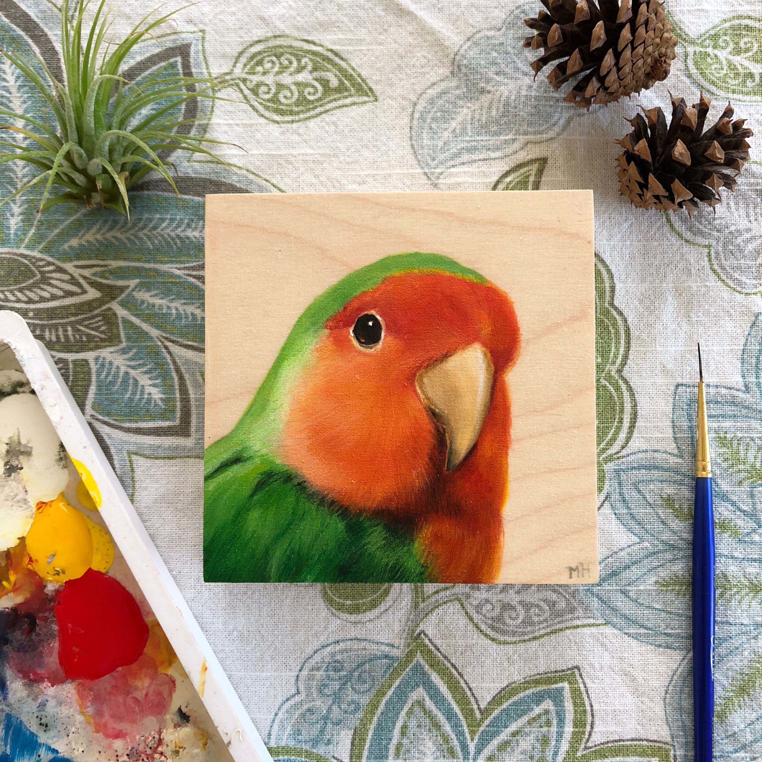 lovebird bird painting by maggie hurley