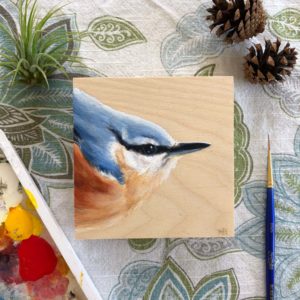 red-breasted nuthatch bird painting by maggie hurley