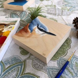 red-breasted nuthatch bird painting by maggie hurley profile