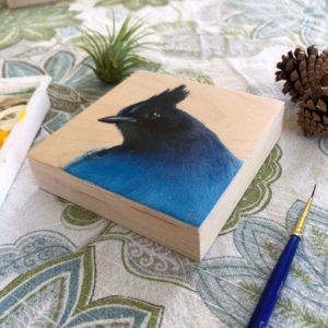 steller's jay bird painting by maggie hurley profile