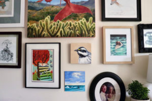 black throated gray warbler oil painting on wood