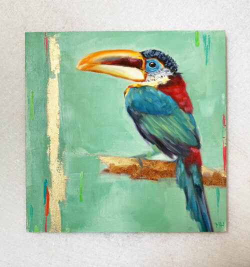 Curl-crested Araçari oil painting bird art