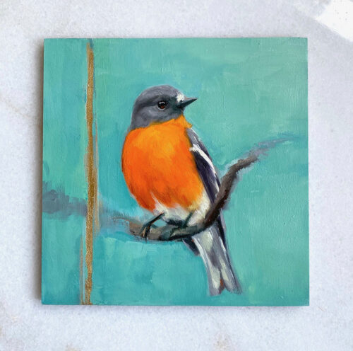 Flame robin oil painting