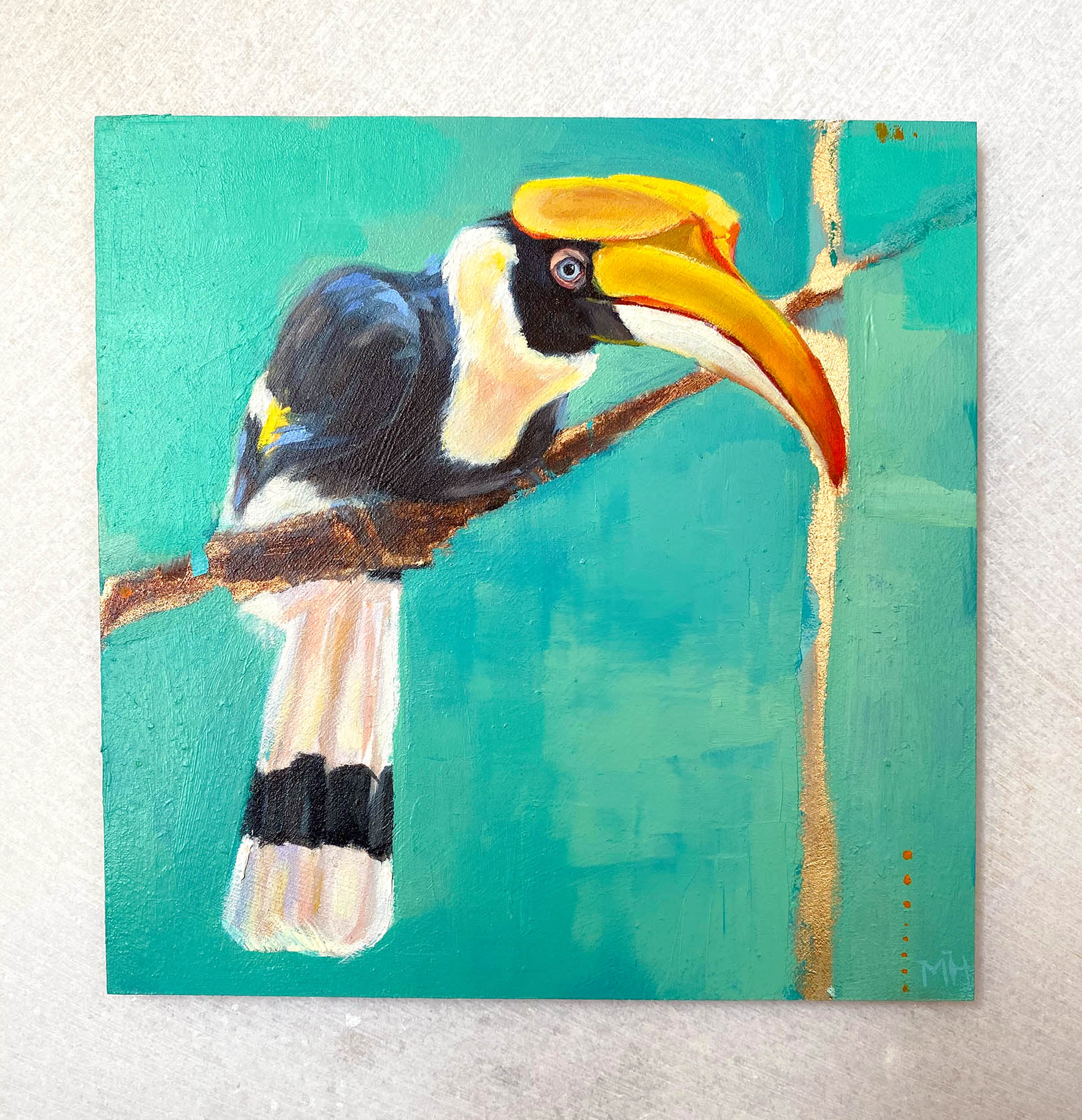 Bird art painting Great Hornbill