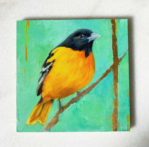 Bird art oil painting Baltimore Oriole