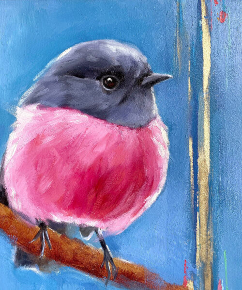 Pink robin painting close