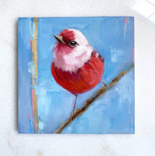 Pink headed warbler painting