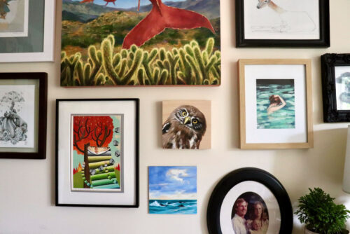 pygmy owl bird painting on wall