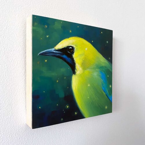 Blue winged leafbird bird art side view