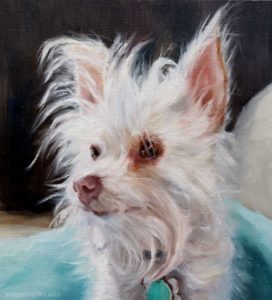 dog portrait painting closeup