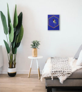 Anna's hummingbird painting in room