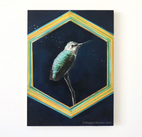 Calliope hummingbird painting by maggie hurley
