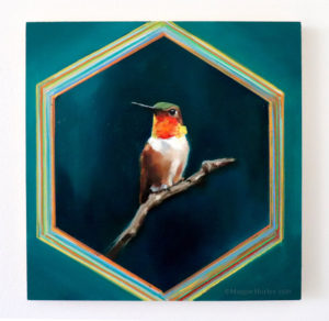 painting of a rufous hummingbird