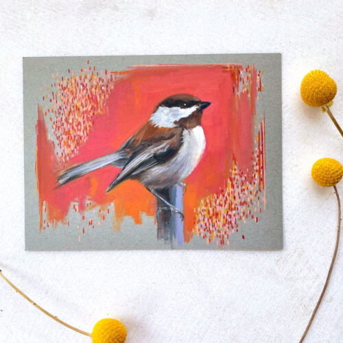 chickadee bird painting by maggie hurley