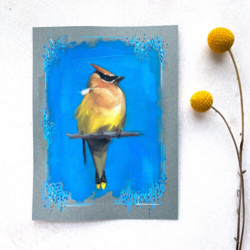 Original Bird Sketch - Cedar Waxwing