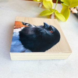 Spotted Towhee bird painting by Maggie Hurley side view