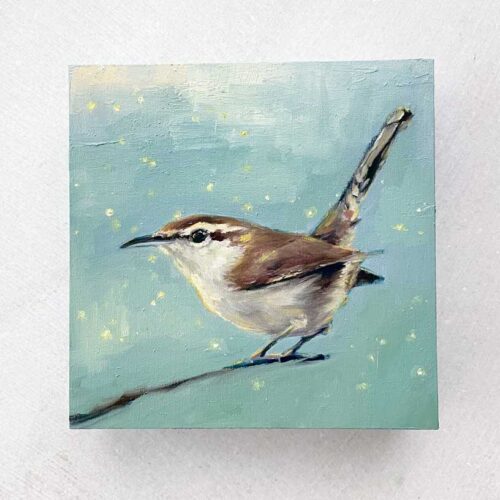 Bewick's wren bird art painting