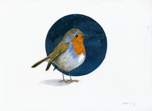 european robin bird art