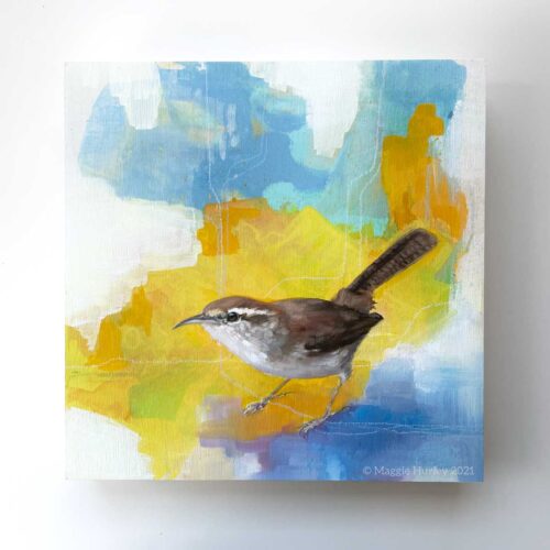 bewicks wren abstract painting