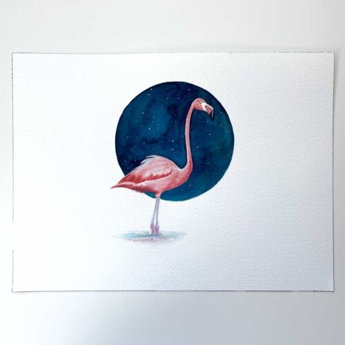 flamingo bird painting