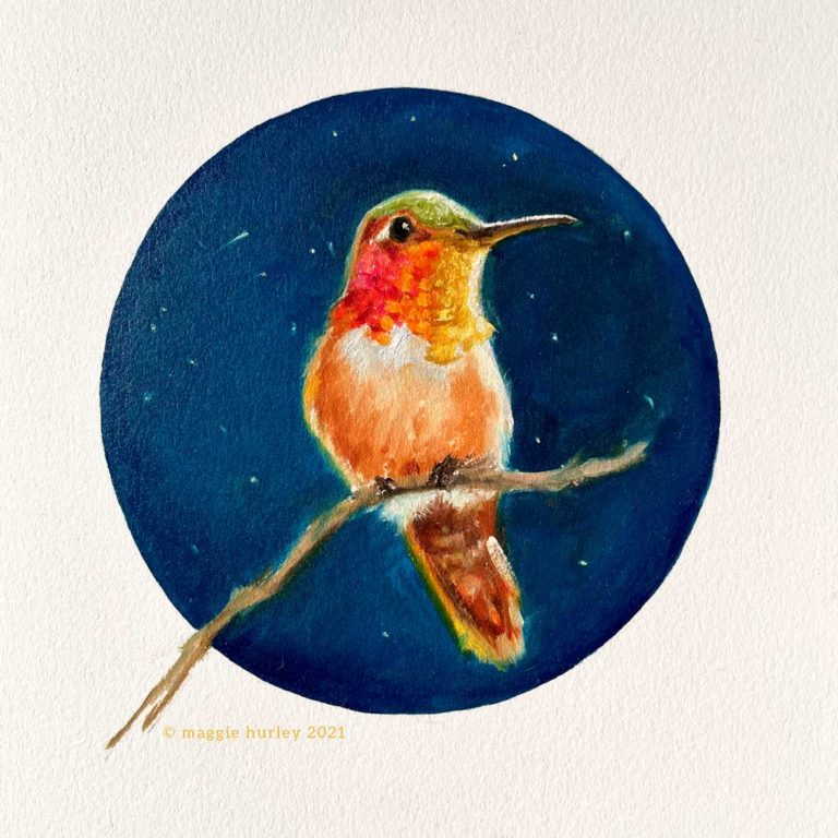 Rufous hummingbird painting on paper
