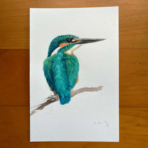 Common Kingfisher bird painting by maggie hurley
