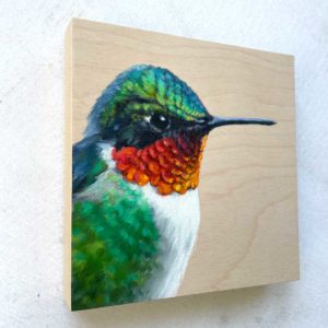 Ruby throated hummingbird bird art painting