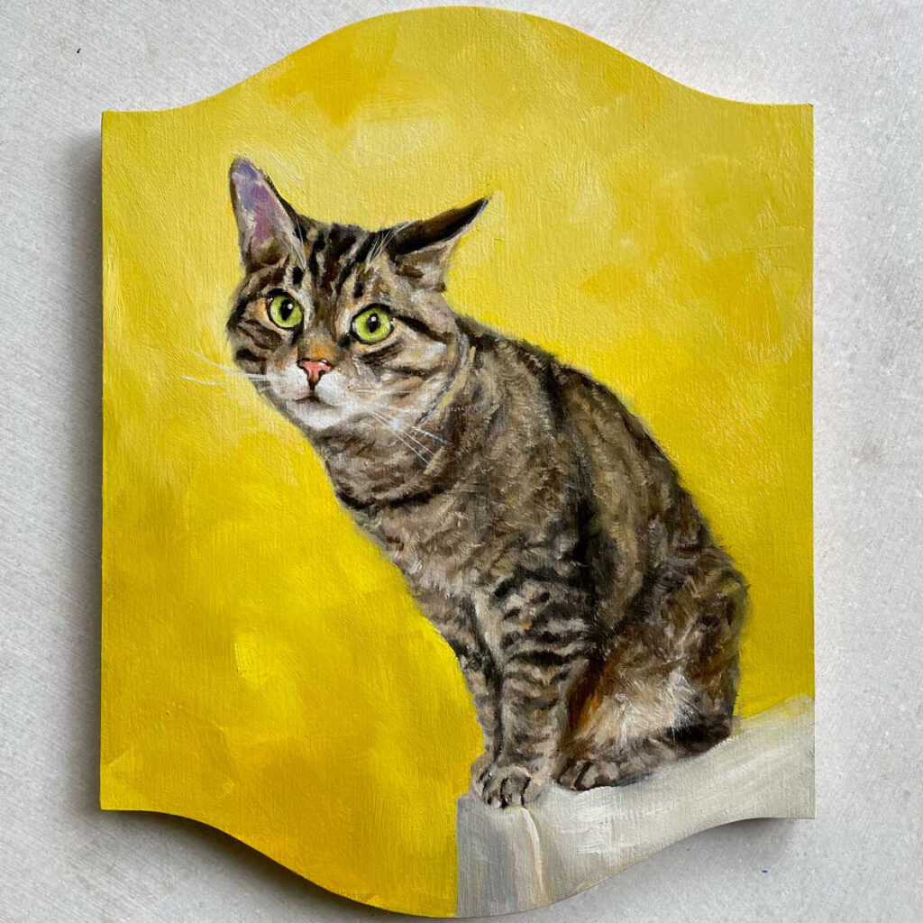 Painting of a tabby cat