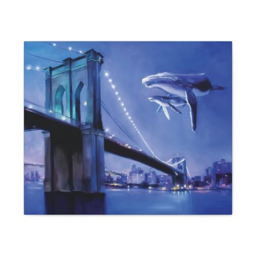 Wayward Whales at the Brooklyn Bridge | Canvas Print