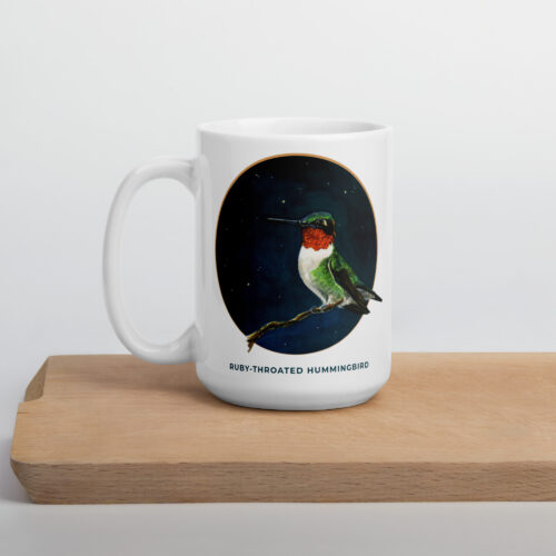Ruby-throated Hummingbird | White glossy mug
