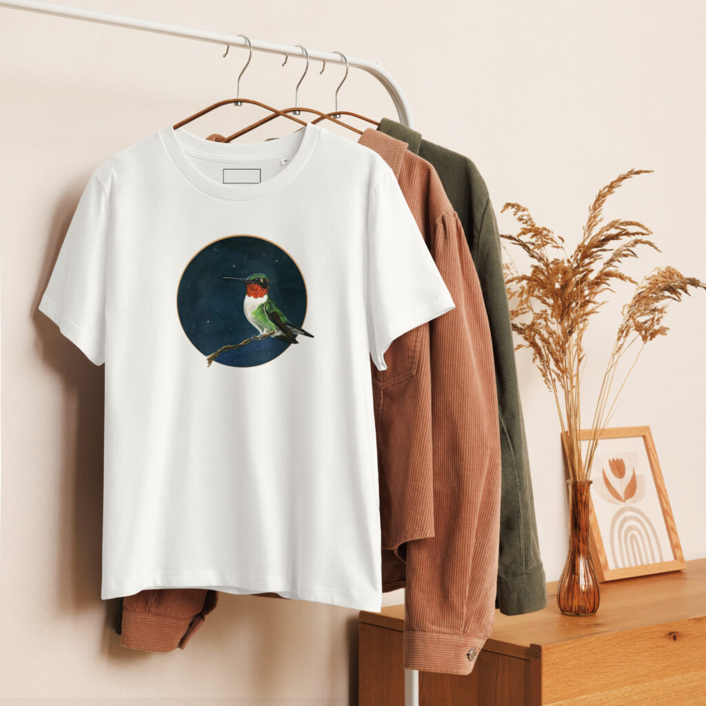 Ruby-throated Hummingbird | Women’s organic ribbed neck t-shirt